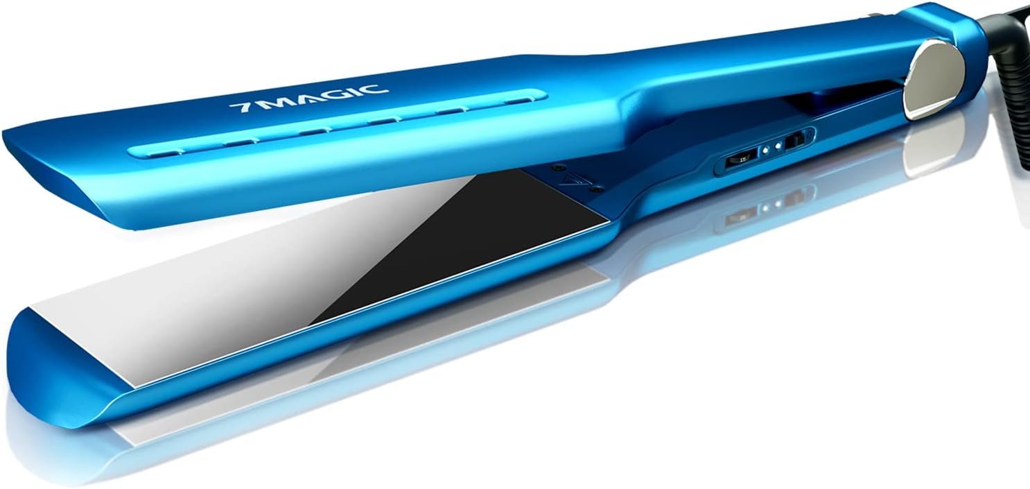Nano Titanium 1.7" Wide Flat Iron for All Hair - Straightener with 5 Temps and Dual Voltage
