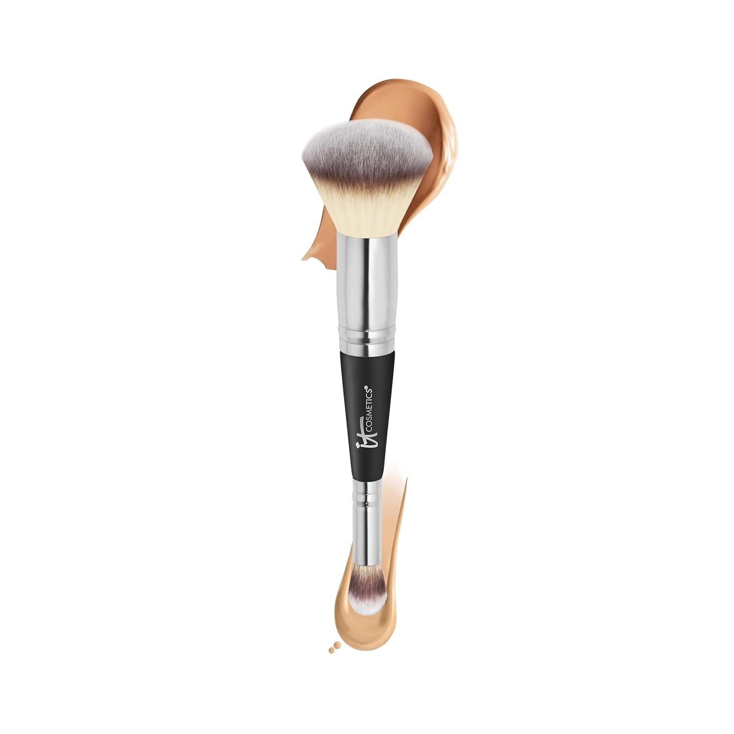 IT Cosmetics Heavenly Luxe Complexion Perfection Brush #7 - Dual-Ended Premium Makeup Brush for Foundation Concealer & Contour, Ultra-Soft Synthetic Fibers, Airbrush Finish, Pro-Hygienic, Cruelty-free