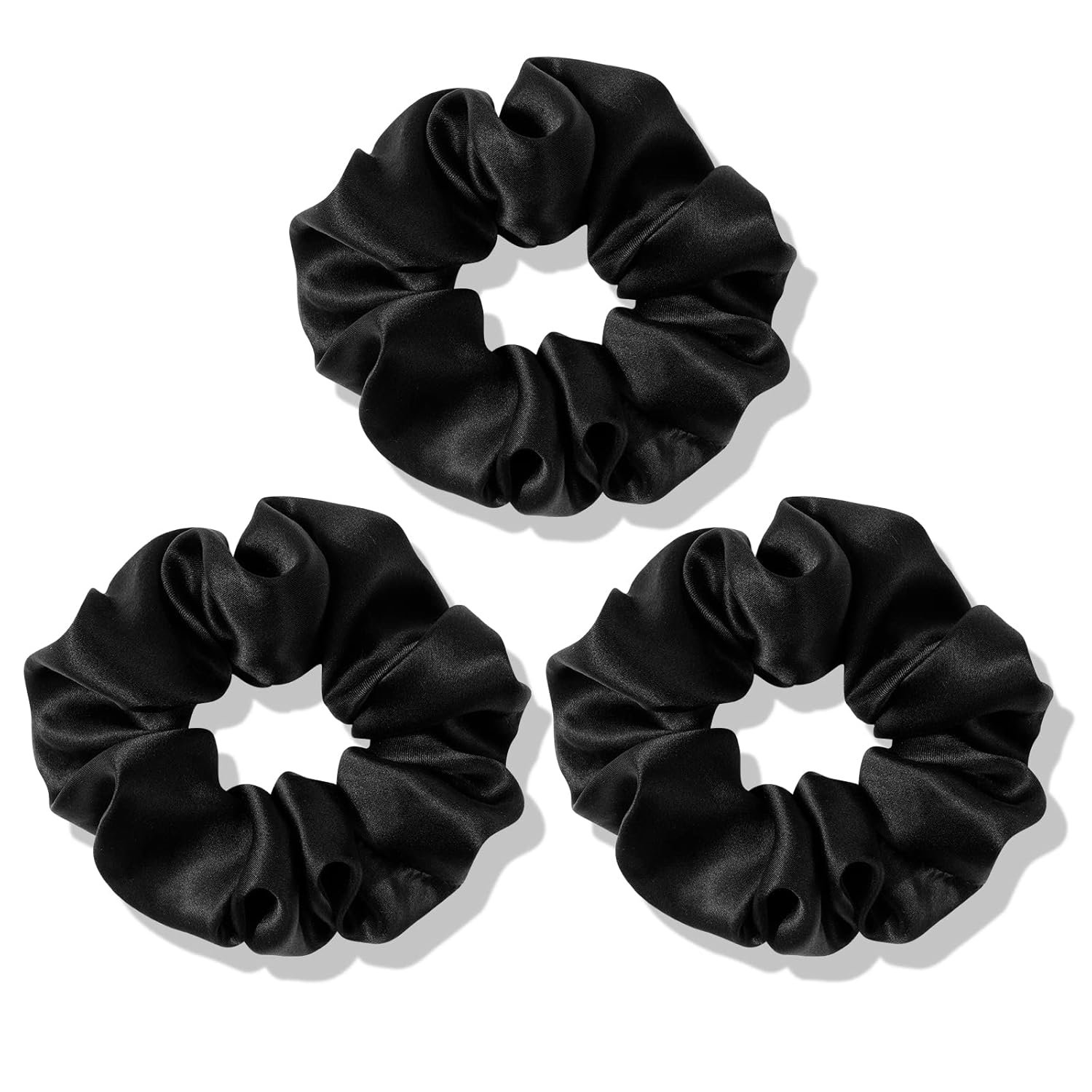 OLESILK 100% Mulberry Silk-Scrunchies for Hair Sleep, Women Grils Silk Hair Ties for Frizz & Breakage Curly Hair, No Damage, Elastics Ponytail Holder, 3 Pack