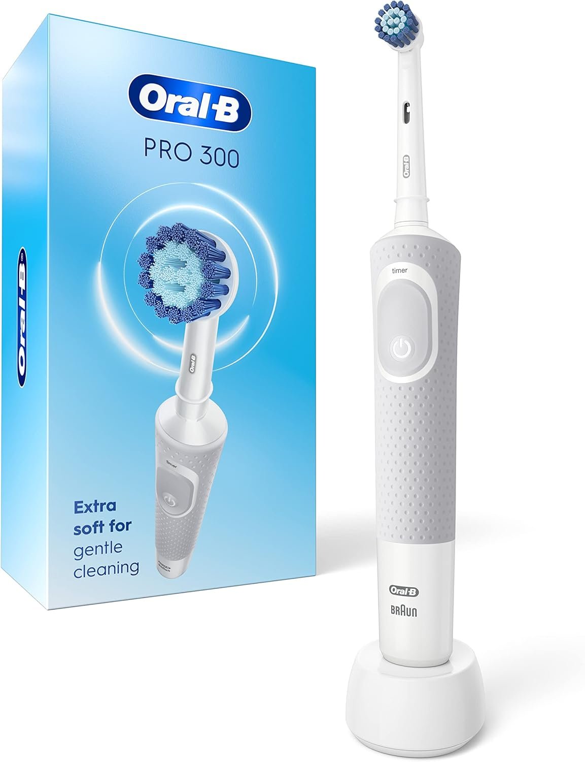 Oral-B MEUKPE Pro 300 Sensitive Clean Vitality Electric Toothbrush with (1) Brush Head, Rechargeable, White