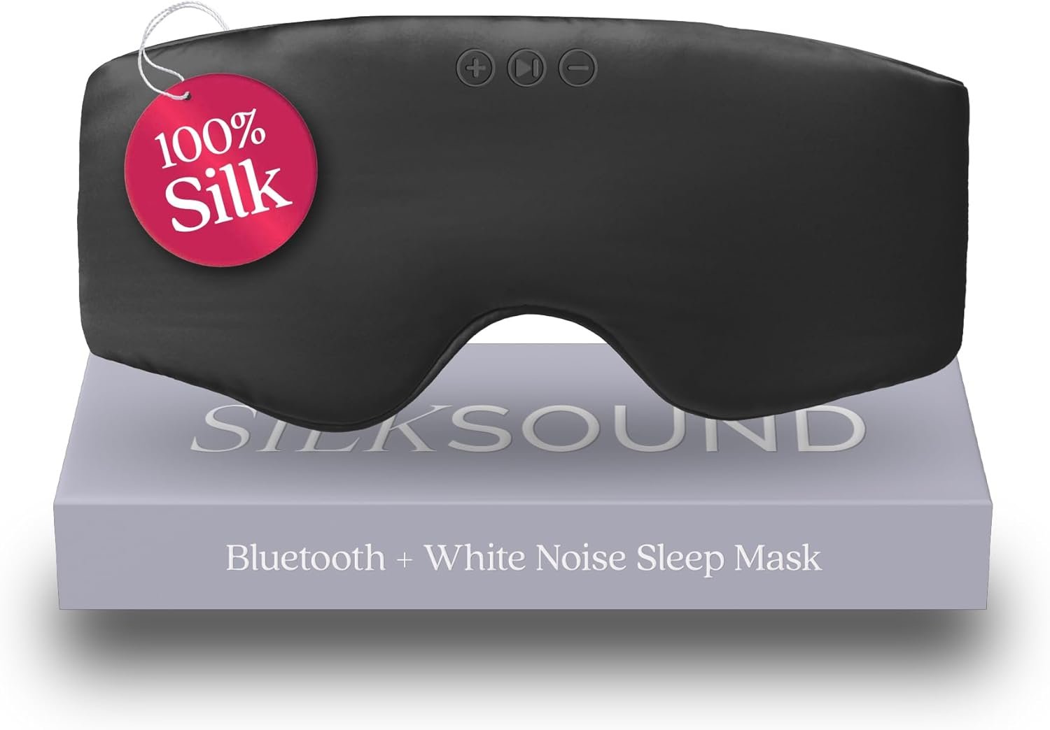 SilkSound 100% Mulberry Silk Bluetooth Sleep Mask, Skin-Friendly Sleeping Eyemask with Bluetooth Headphones, Sleep Gifts for Women, Silk Eye Mask Headband Headphones for Sleeping Side Speakers